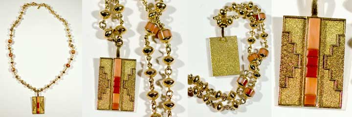 Al Nez tufa cast gold pendant and necklace
