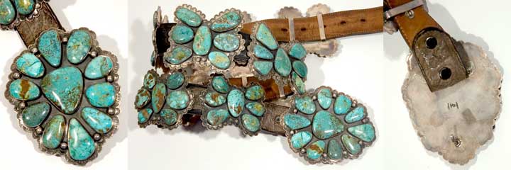 Silver and turquoise concho belt