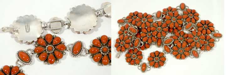 Silver and coral concho belt