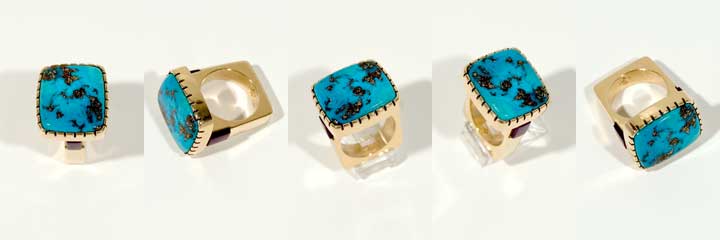 Charles Supplee turquoise and gold ring