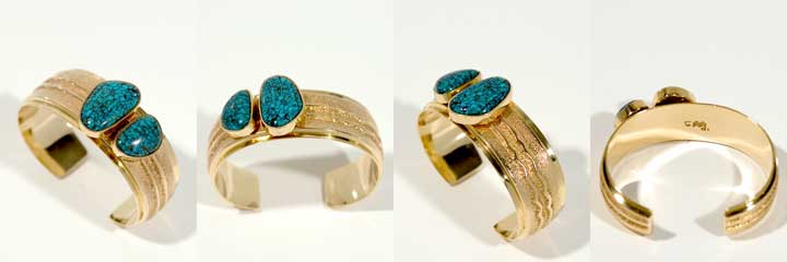 Larry Golsh gold and Lone Nountain turquoise bracelet