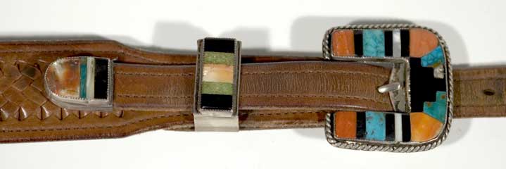 Zuni inlay ranger buckle set