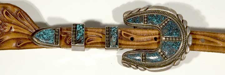 Zuni turquoise inlay ranger buckle set