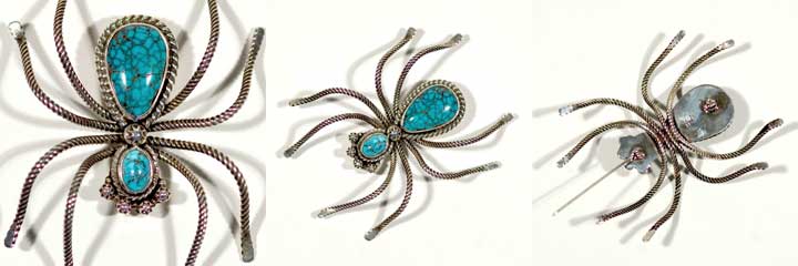 Liz Wallace silver turquoise spider pin