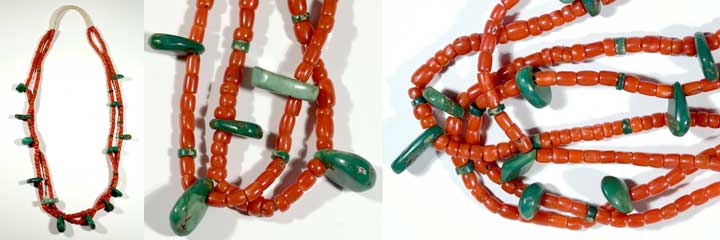 Red Coral and Cerrillos turquoise necklace