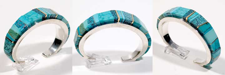 Luis Mojica inlay turquoise silver bracelet