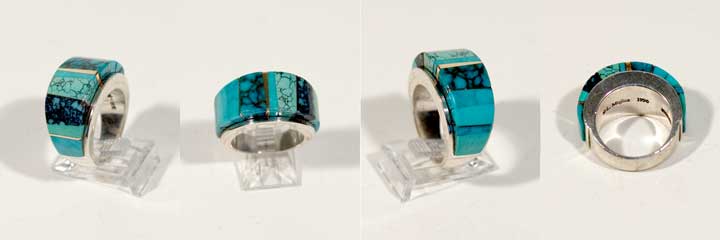 Luis Mojica inlay turquoise silver ring