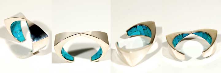 Omar Juveland inlay turquoise silver bracelet