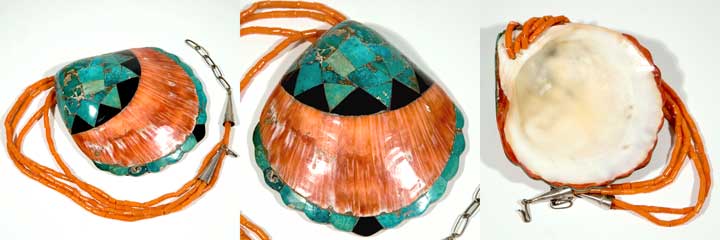 Leo Poblano shell overlay necklace