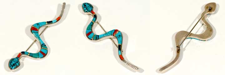 Sonwai inlay silver snake pin