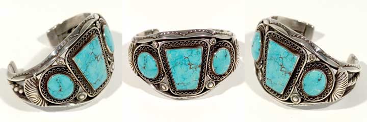 Navajo silver and turquoise bracelet