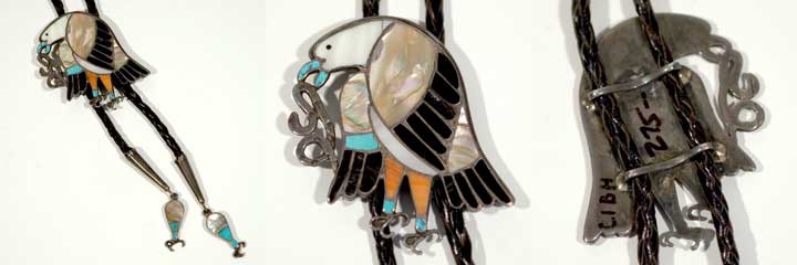 Eagle with Snake inlay bolo tie