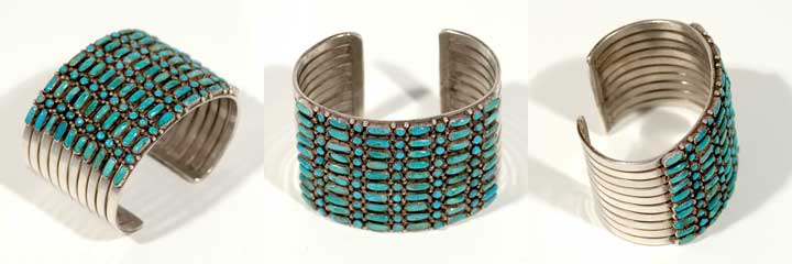 Zuni turquoise row bracelet